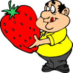 Gardener & Large Strawberry Clip Art