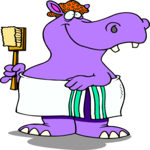 Hippo - Bath Time Clip Art