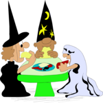 Eating in Costumes Clip Art