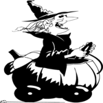 Witch Driving Pumpkin