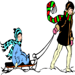 People, Boy Pulling Sled Clip Art