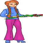 Girl with Flowers Clip Art