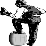 Cowboy Leaning on Barrel Clip Art