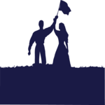 Couple Holding Flag