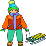 Boy with Sled Clip Art