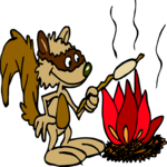 Weenie Roasting - Raccoon Clip Art