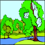 Trees by Stream 1 Clip Art