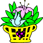 Bird in Flower Pot Clip Art