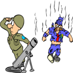 Soldier & Mortar Clip Art