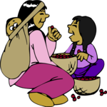 Eskimo Mother & Daughter Clip Art