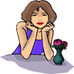 Woman at Table Clip Art