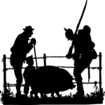 Silhouettes, Soldier & Farmer Clip Art