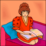 Girl Reading 3 Clip Art