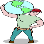 Worker with Globe Clip Art