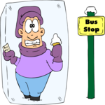 Waiting for Bus - Frozen Clip Art