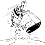 Jet Skiing - Turtle Clip Art