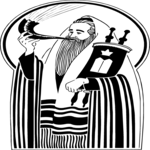 Rabbi with Shofar & Torah Clip Art