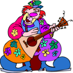 Clown with Guitar Clip Art