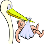 Stork & Baby 1 Clip Art