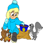 Girl Feeding Squirrel 1 Clip Art