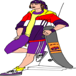 Boy with Skateboard Clip Art