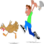 Man Chasing Turkey