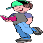 Boy Skating & Reading Clip Art