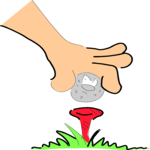 Golfer Placing Ball Clip Art