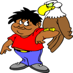 Boy & Eagle Clip Art