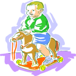 Boy on Play Horse 2 Clip Art