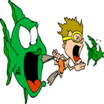 Fish Chasing Swimmer