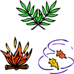 Campfire & Leaves Clip Art