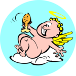 Cherub with Chicken Leg Clip Art