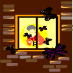 Butterflies at Window Clip Art