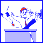 Man Clearing Desk Clip Art