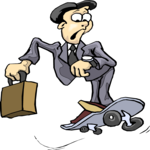 Businessman on Skateboard Clip Art