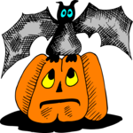 Pumpkin & Bat 2 Clip Art