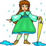 Girl in Rain 1 Clip Art