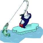 Penguin Fishing 3 Clip Art