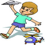 Boy with Paper Airplane Clip Art