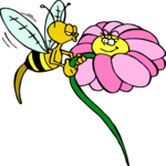 Bee Kissing Flower Clip Art