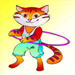 Cat & Hula Hoop Clip Art