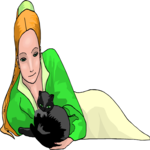 Girl & Cat 2 Clip Art