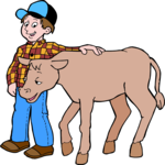 Farmer & Calf Clip Art