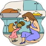 Girl with Turkey Clip Art