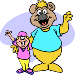 Girl with Bear Clip Art