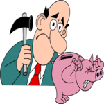 Breaking the Piggy Bank Clip Art