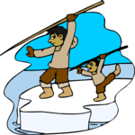 Eskimo Father & Son Hunting Clip Art