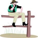 Cowboy on Cellular Phone Clip Art