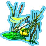 Dragonfly & Cattails Clip Art